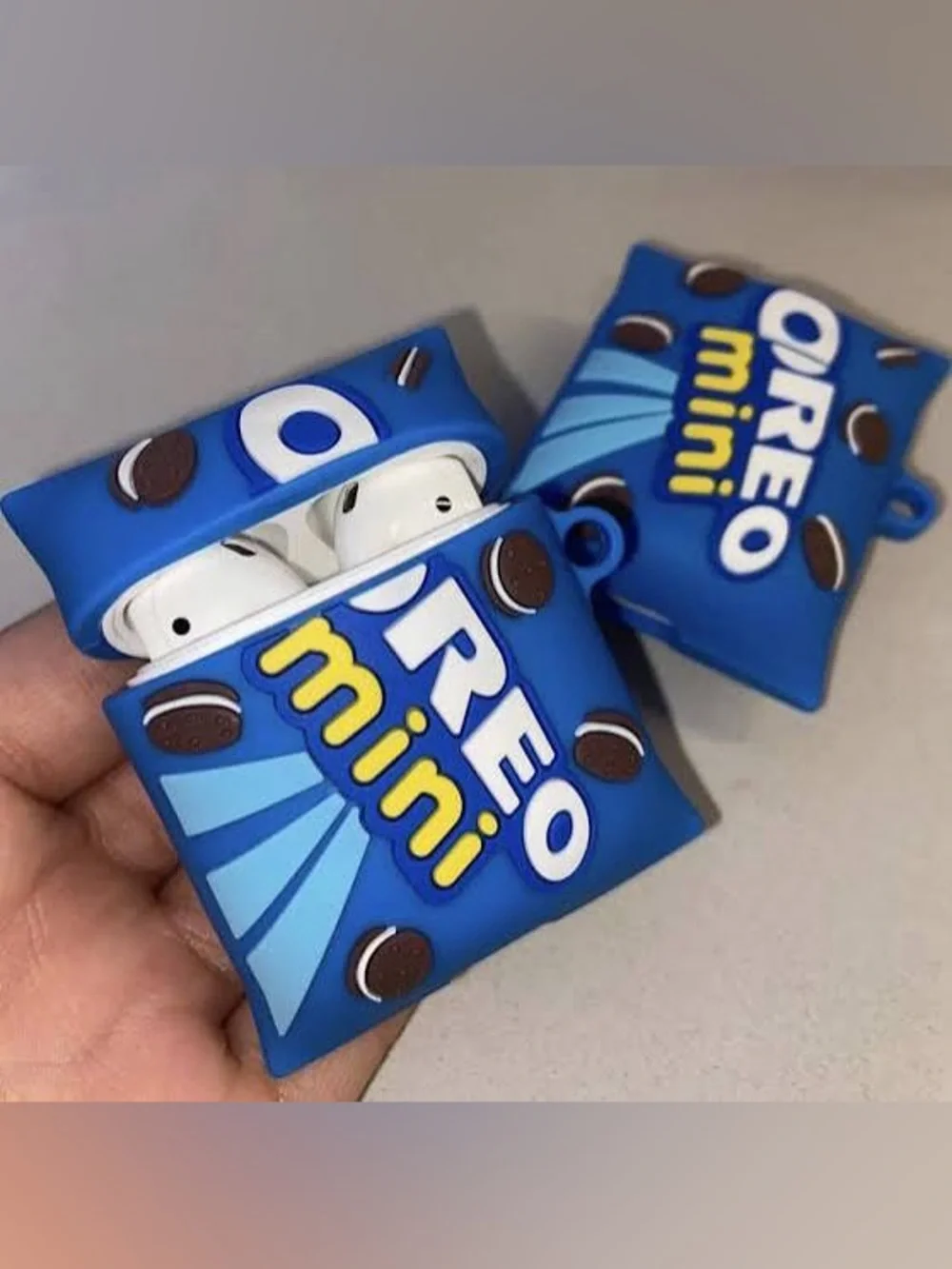 OREO Mini Blue Silicone AirPods Case Cover - Cute Cookie Design